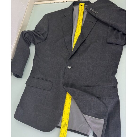 Jos A Bank 1905 2 Piece Suit 39R Blazer 33X29 Pants Windowpane Plaid Gray Wool - Picture 11 of 16